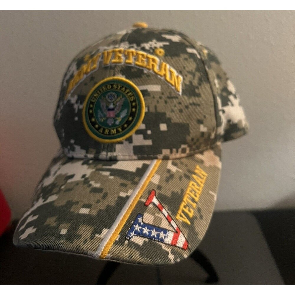 Army Veteran Men's Adjustable Camo Hat : Licensed